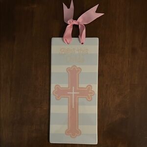 Coton Colors Pink and White Cross Plaque